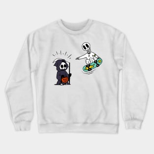 Halloween Skateboarding Skeleton Crewneck Sweatshirt